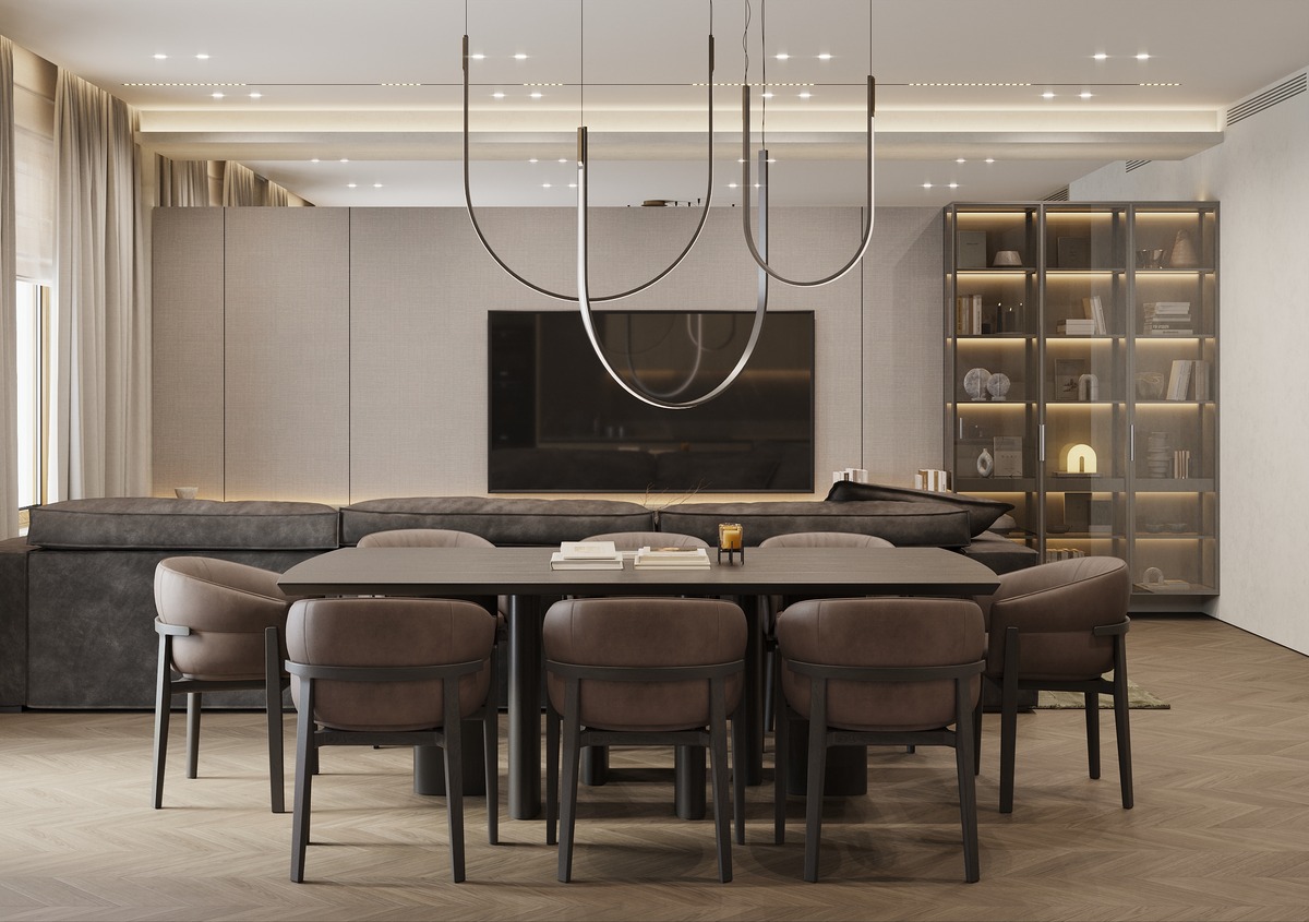 Open-plan kitchen and dining
